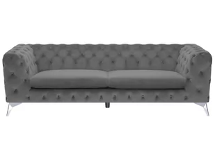 Beliani 3-osobowa sofa welur szara SOTRA - Sofy i kanapy - miniaturka - grafika 1