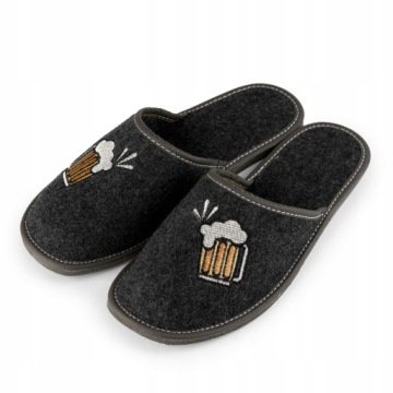 Kapcie męskie śmieszne piwo filc czarne 46