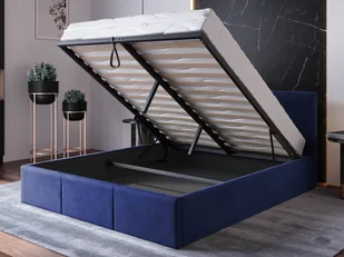 Łóżko tapicerowane z pojemnikiem 160x200 TOP line 7 Velvet Granatowy - Łóżka - miniaturka - grafika 1