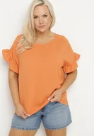 Bluzki damskie - Pomarańczowa Bluzka z Wiskozą o Klasycznym Kroju Vlaniella - miniaturka - grafika 1
