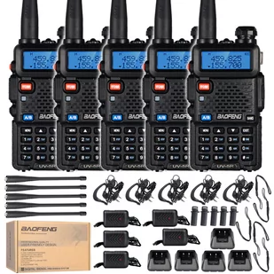 5x Radiotelefon BAOFENG UV-5R 5W Walkie Radio PMR - Krótkofalówki - miniaturka - grafika 1