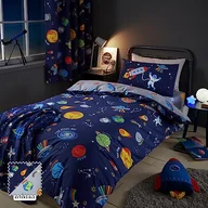 Pościel dla dzieci - Niebiesko-szara pościel dziecięca dwuosobowa 200x200 cm Lost In Space – Catherine Lansfield - miniaturka - grafika 1