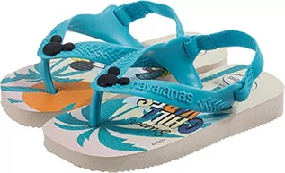 Buty dla dziewczynek - Havaianas Unisex dziecięce dziecko Disney klasyczne klapki japonki, - Beżowy słomkowy niebieski - 28 EU - grafika 1