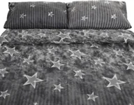 Pościel - Pościel z polaru w gwiazdki w kolorze szarym Przytulna i miękka, wykonana z poliestru 240x220 cm - miniaturka - grafika 1