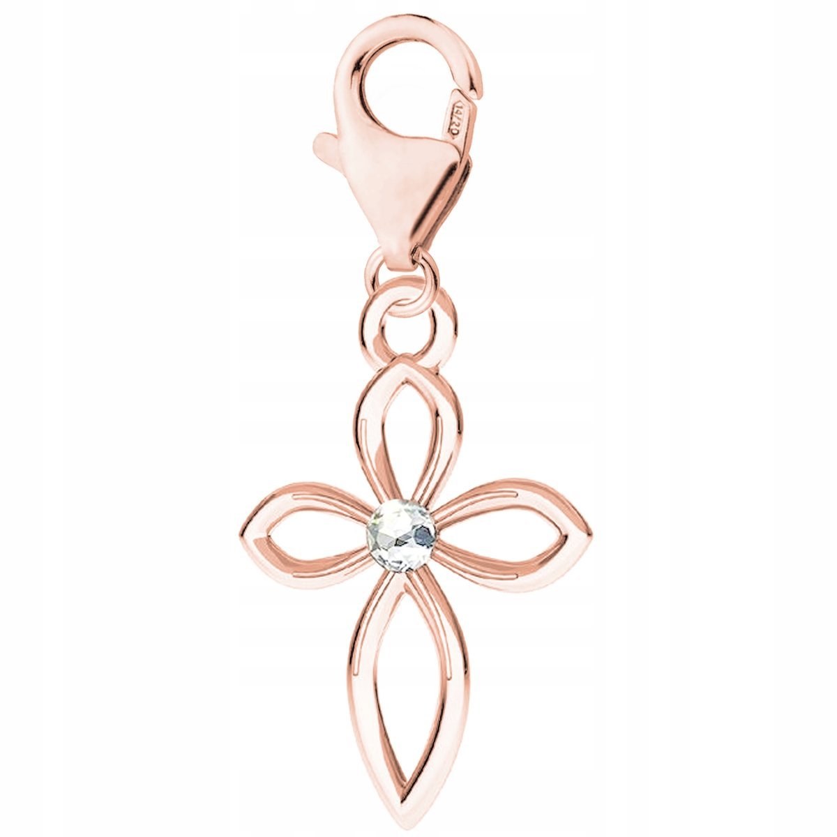 Zawieszka Pozłacana Ozdobny Krzyż Krzyżyk z Cyrkonią Ażurowy SREBRO 925