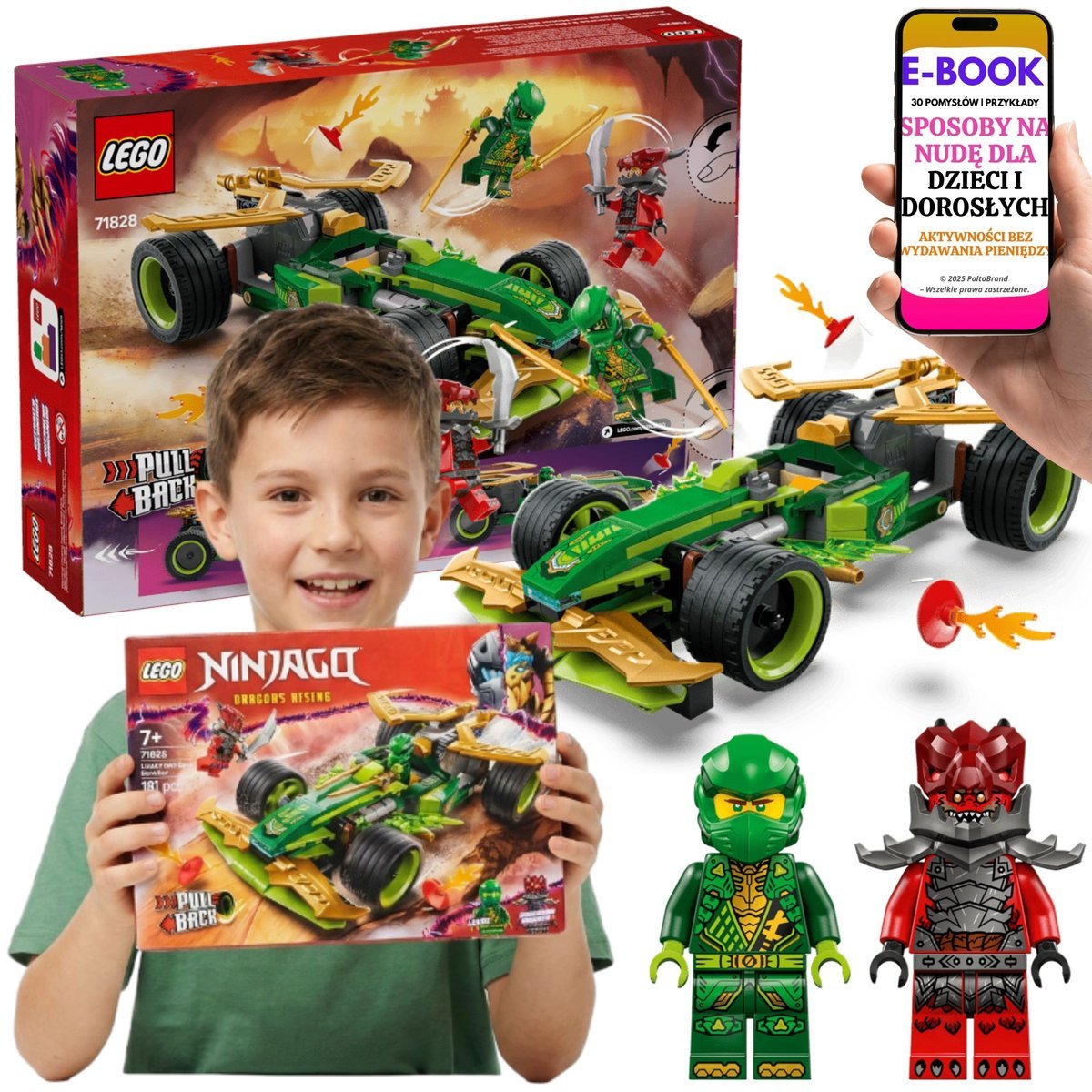 LEGO WYŚCIGÓWKA NINJA NINJAGO Samochód Lloyda Pull-Back 71828 + E-BOOK-3