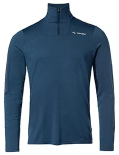 VAUDE Me Monviso Wool męski T-shirt z półzamkiem błyskawicznym Ls T-Shirt Tshirt, ciemne morze, XXL, Ciemne morze, XXL - Koszulki męskie - miniaturka - grafika 1
