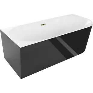Mexen Mia wanna wolnostojąca narożna lewa 160 x 80 cm, biała/czarna, przelew złoty - 52691608075L-50 - Wanny - miniaturka - grafika 1