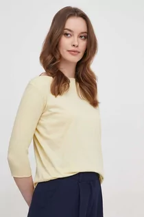 Koszulki sportowe damskie - Sisley t-shirt damski kolor żółty - grafika 1