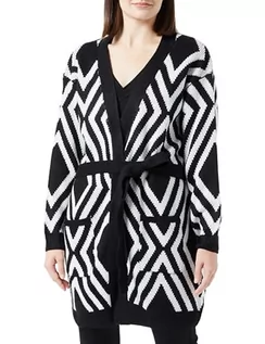Swetry damskie - caneva Damski kardigan 19019438-CA02, czarny wełniany biały, XL/XXL, czarny wełniany biały, XL-XXL - grafika 1