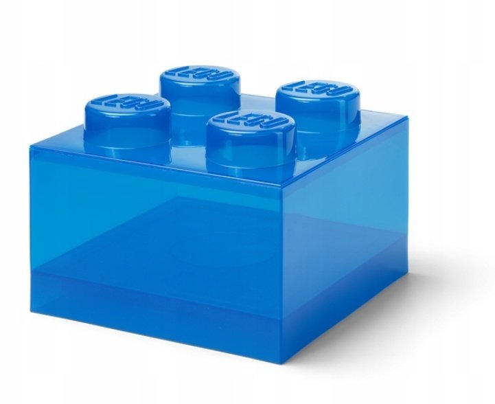 LEGO Classic 40090805 Pojemnik klocek LEGO Brick 4 z pokrywką – Przezroczysty niebieski