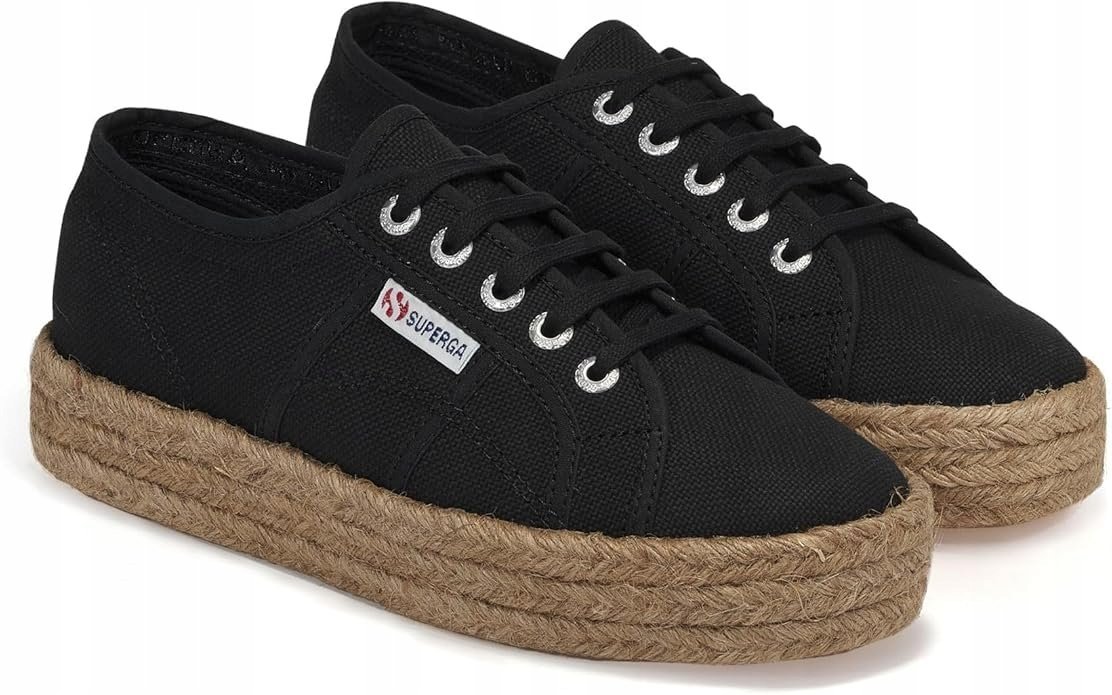 SUPERGA CZARNE TRAMPKI ESPADRYLE PODESZWA SZNURKOWA 39,5 1VAC