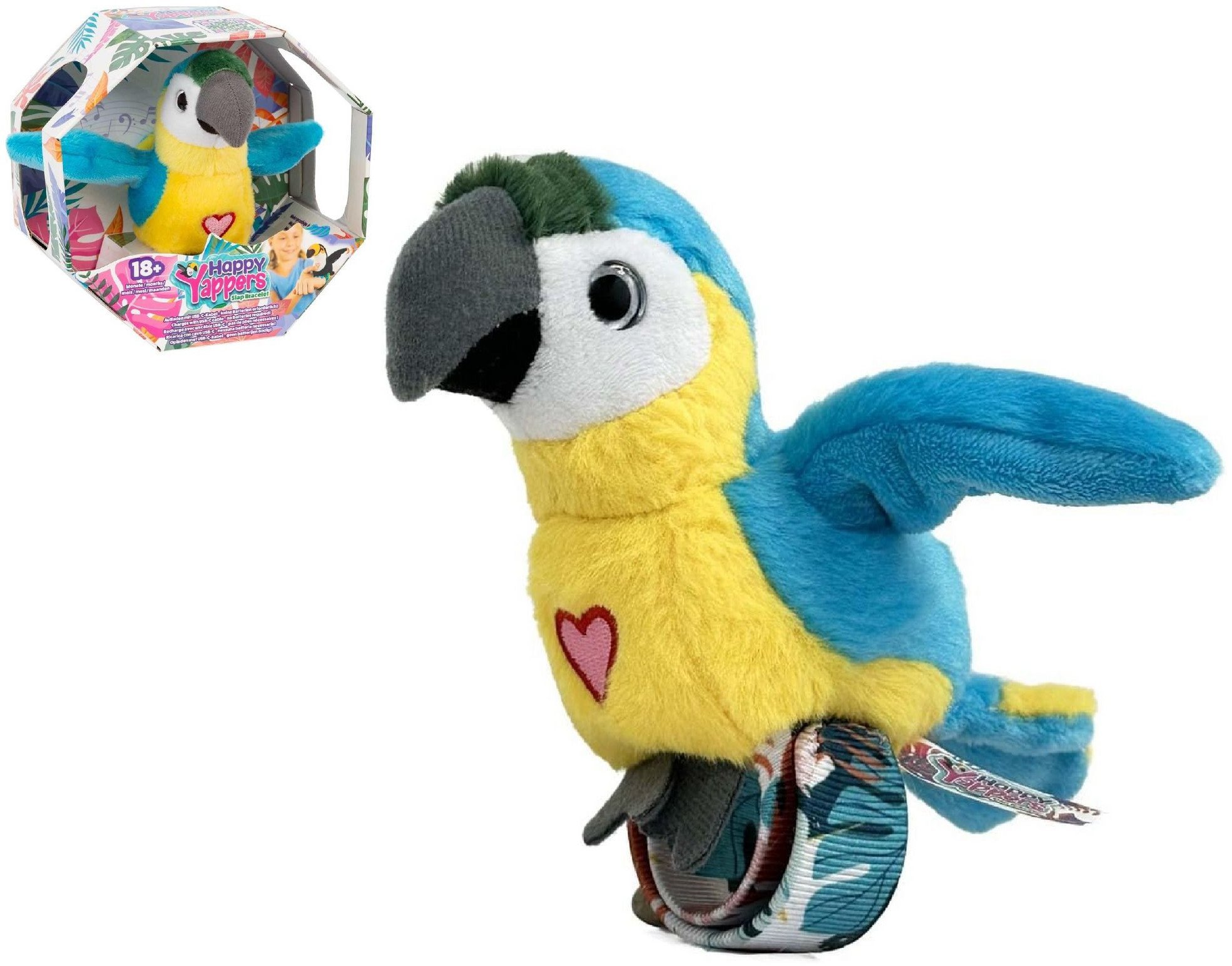 HAPPY YAPPERS interaktyvus pliušinis paukštis - Mėlynoji Ara