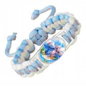 Bransoletka Pleciona Regulowana Błękitno Biała Stworek z Przyjaciółką