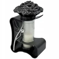 Lampiony i znicze - Znicz na Grób Nowoczesny Srebrny Lampion z Różą Tuba + Wkład Parafinowy - miniaturka - grafika 1