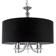 Lampy sufitowe - Srebrna lampa wisząca Abu Dhabi z czarnym abażurem - miniaturka - grafika 1