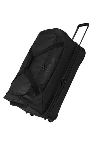 travelite Basics torba podróżna na kółkach z wodoodpornego materiału, miękka torba zwijana z zakładką, 70 cm, 98-119 litrów, czarny, Rollenreisetasche 70 cm, Torba podróżna na kółkach z wodoodpornego