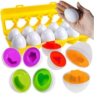 Sortery dla dzieci - Sorter Jajka Układanka Edukacyjna Montessori Dopasuj Kształty Kolory 12 Jaj - miniaturka - grafika 1