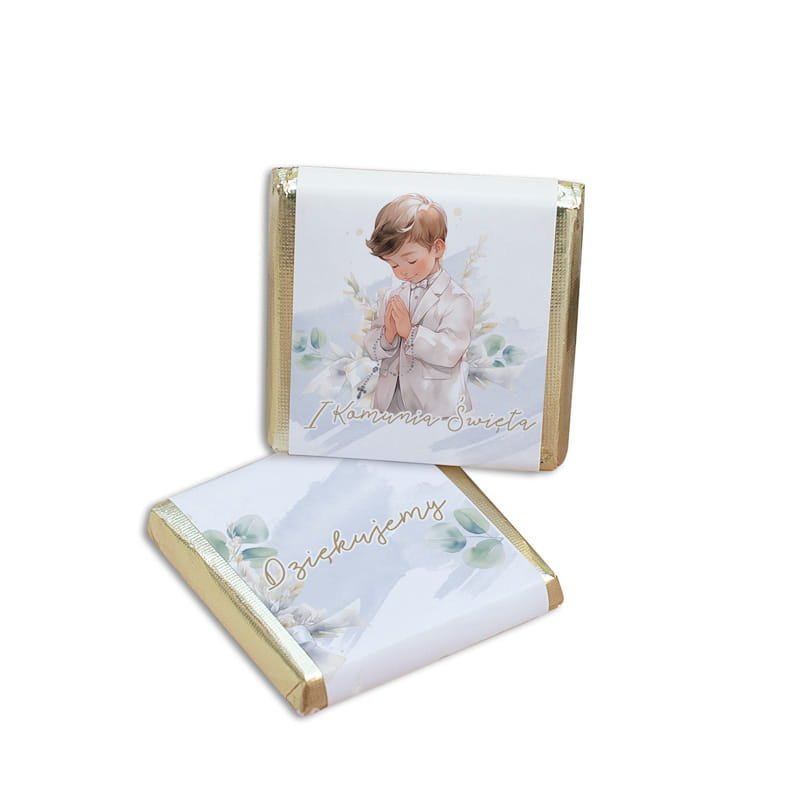 CZEKOLADKI na Komunię Chłopca Podziękowanie dla Gości 50szt