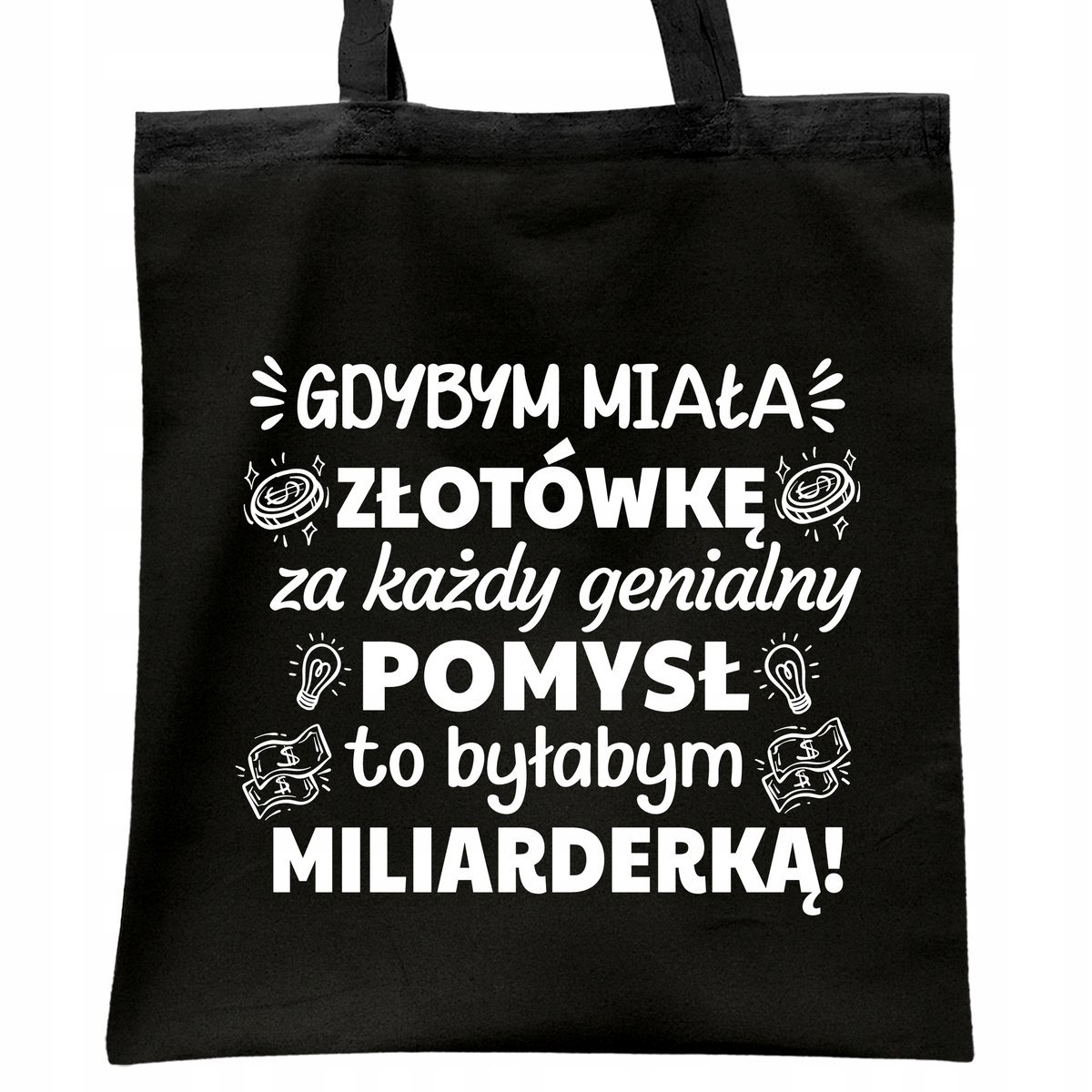 Torba bawełniana czarna na zakupy Dzień Kobiet Dla Kobiety Prezent