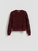Bluzki damskie - Reserved - Koronkowa bluzka - bordowy - miniaturka - grafika 1