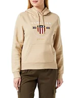 Bluzy damskie - GANT Damska bluza z kapturem D1. Banner Shield Hoodie bluza z kapturem, ciemny khaki, standardowa - miniaturka - grafika 1
