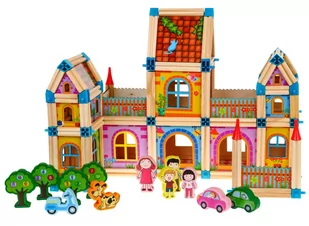 Drewniane klocki konstrukcyjne dla dzieci 3+ Kolorowy MEGA zestaw 268 el. do budowania domku - Klocki - miniaturka - grafika 1