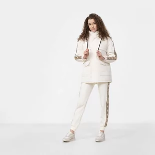 Damskie spodnie dresowe GUESS BRITNEY JOGGER - beżowe - Spodnie sportowe damskie - miniaturka - grafika 1