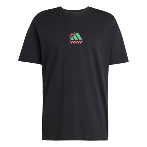 adidas Mężczyźni Three Slice Life, Pizza Back Graphic Tee, Short Sleeve, black, XS