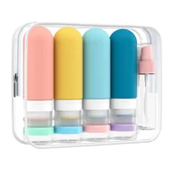 Akcesoria podróżnicze - Zestaw Podróżny na Kosmetyki Szczelne Silikonowe Butelki + Pojemniki Bez Wycieku, Wygodny do Walizki - miniaturka - grafika 1