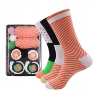 Skarpetki damskie - KOLOROWE SKARPETKI SUSHI 3 PARY ZESTAW ZABAWNYCH SKARPETEK PREZENT - miniaturka - grafika 1
