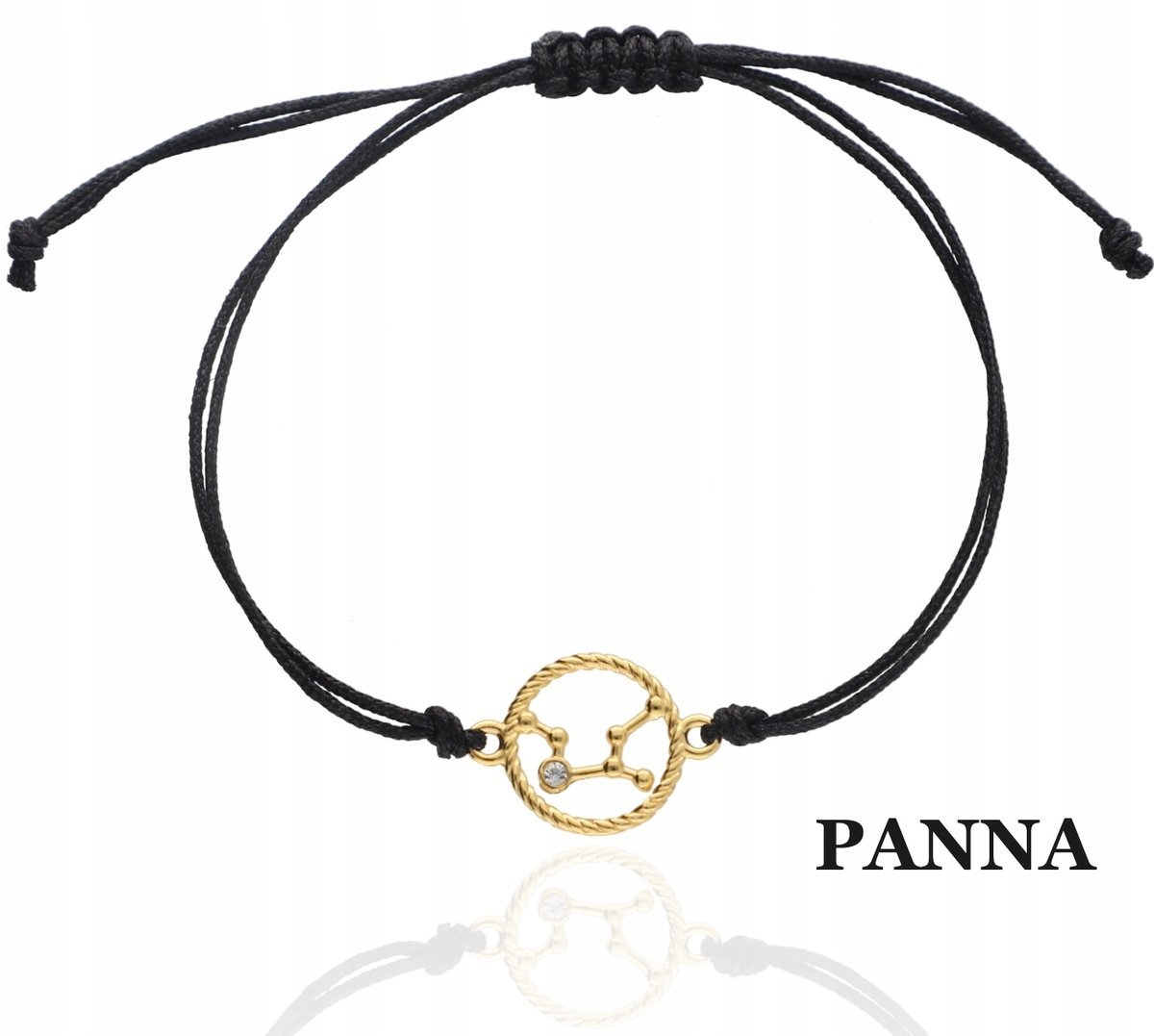 ZŁOTA bransoletka sznurkowa PANNA konstelacja znak zodiaku srebro925 kolory