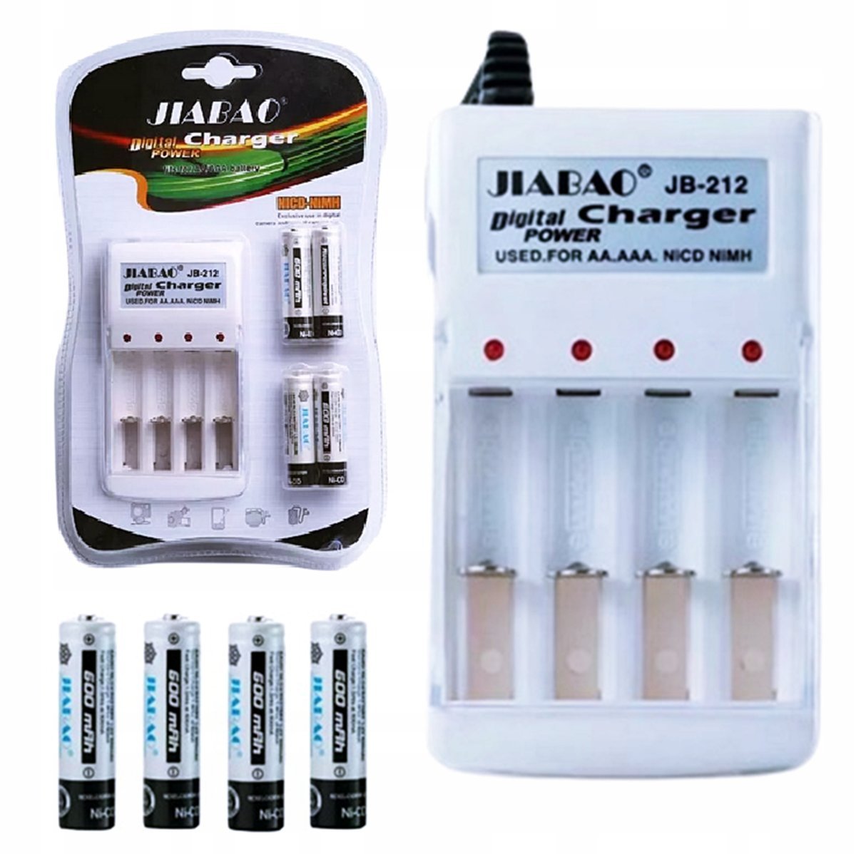 ŁADOWARKA BATERII AA AAA + 4 AKUMULATORY R6 / AA BATERIA 5500 MAH NIMH