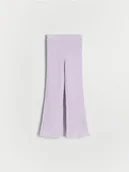 Spodnie i spodenki dla dziewczynek - Reserved - Prążkowane spodnie flare - lawendowy - miniaturka - grafika 1