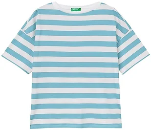United Colors of Benetton T-shirt damski, Turkusowy i biały 904, M - Koszulki i topy damskie - miniaturka - grafika 1