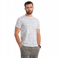 Koszulki męskie - Wzorzysta bawełniana męska koszulka modna biała Ombre OM-TSFP-0223 V1 r L - miniaturka - grafika 1
