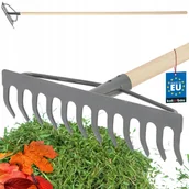 Grabie i motyki - GRABIE METALOWE OGRODOWE GRABKI 12-ZĘBNE WZMOCNIONE DREWNIANY TRZON 154 CM - miniaturka - grafika 1