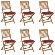 Fotele i krzesła ogrodowe - vidaXL Składane krzesła ogrodowe 6 szt., z poduszkami, drewno akacjowe! 3075003 - miniaturka - grafika 1