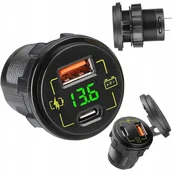 Ładowarki samochodowe - ŁADOWARKA DO SAMOCHODU ŁODZI MOTOCYKLA USB-C USB 3,4A WOLTOMIERZ 12V 24V - miniaturka - grafika 1