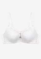 Biustonosze - Biały Biustonosz Koronkowy Typu Push-Up z Metalową Ozdobą Chrissty - miniaturka - grafika 1