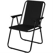 Fotele i krzesła ogrodowe - Krzesło turystyczne z podłokietnikami 57x44x75cm składane czarne - miniaturka - grafika 1
