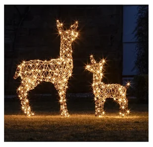 Dekoracja świąteczna rattan LED renifer matka i dziecko figurki - Ozdoby bożonarodzeniowe - miniaturka - grafika 1