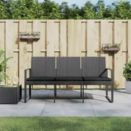 Ławki ogrodowe - vidaXL 3-osobowa ławka ogrodowa z poduszkami, ciemnoszara, rattan PP - miniaturka - grafika 1