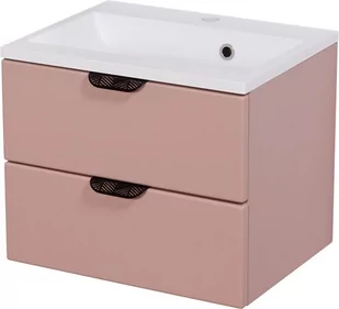 Szafka łazienkowa pudrowy róż z umywalką czarny uchwyt 50 cm Magnolia Gante - Szafki łazienkowe - miniaturka - grafika 1