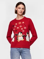 Swetry damskie - Pieces Sweter 17121018 Czerwony Regular Fit - miniaturka - grafika 1