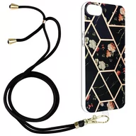 Etui i futerały do telefonów - Etui na iPhone 7, 8 i SE 2020 Geometric design z odpinanym przewodem czarne - miniaturka - grafika 1