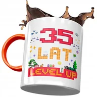 Kubki - Kubek Pomarańczowy na Urodziny 35 35te 35-te z Nadrukiem ze Zdjęciem + Opakowanie na prezent (wzór 01) - miniaturka - grafika 1