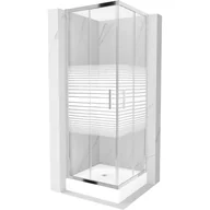 Kabiny prysznicowe - Mexen Rio kabina prysznicowa kwadratowa 70x70 cm, pasy, chrom + brodzik Rio, biały - miniaturka - grafika 1