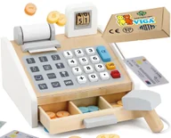 Zabawy w naśladowanie dorosłych - Drewniana KASA Fiskalna zabawkowa dla Dzieci zabawki do przedszkola szkoły montessori - miniaturka - grafika 1