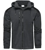 Bluzy męskie - Polar męski na suwak z odczepianym kapturem grafitowy Recea - miniaturka - grafika 1